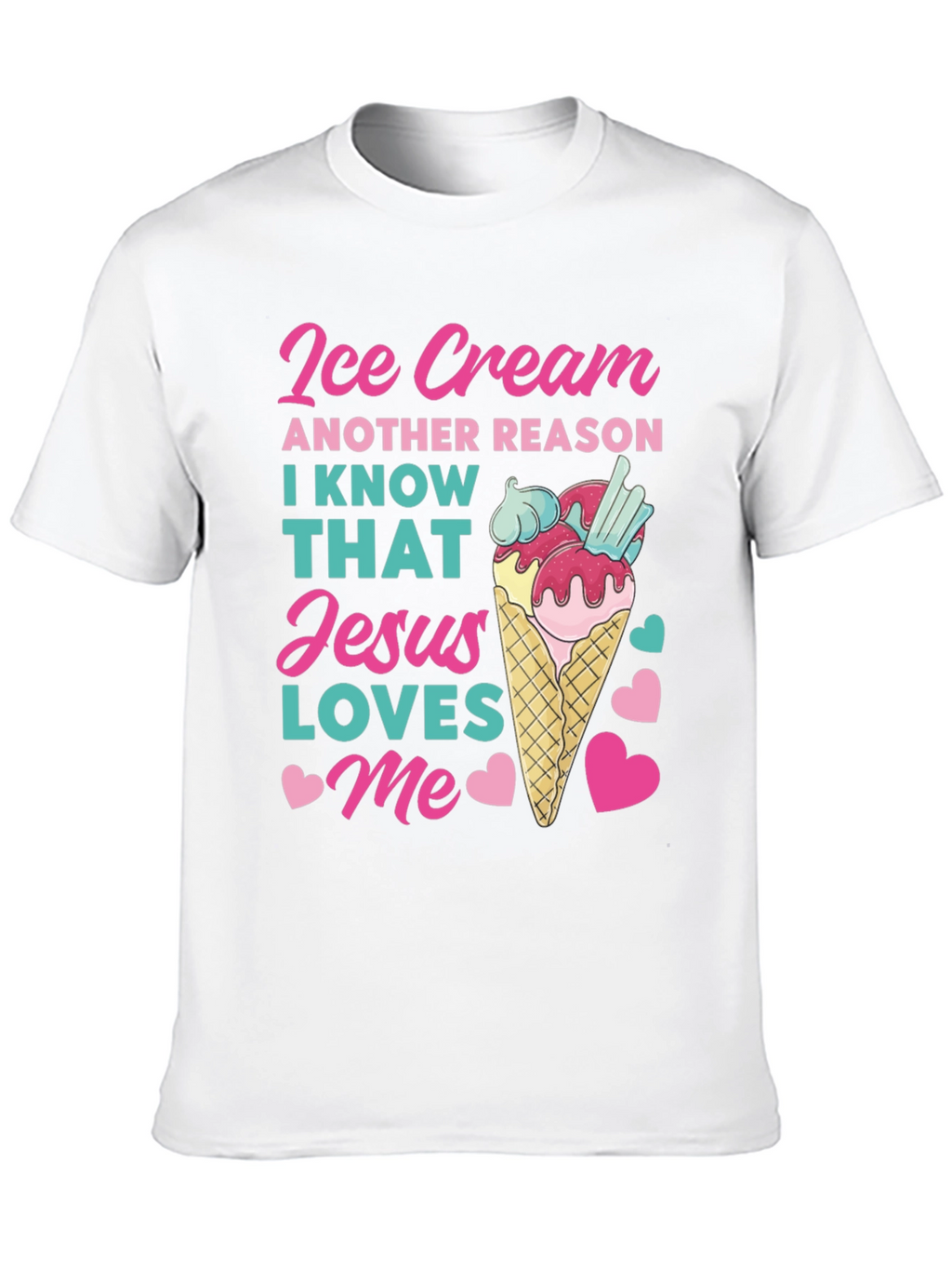 Ice Cream Jesus Loves Me Graphic T-Shirt