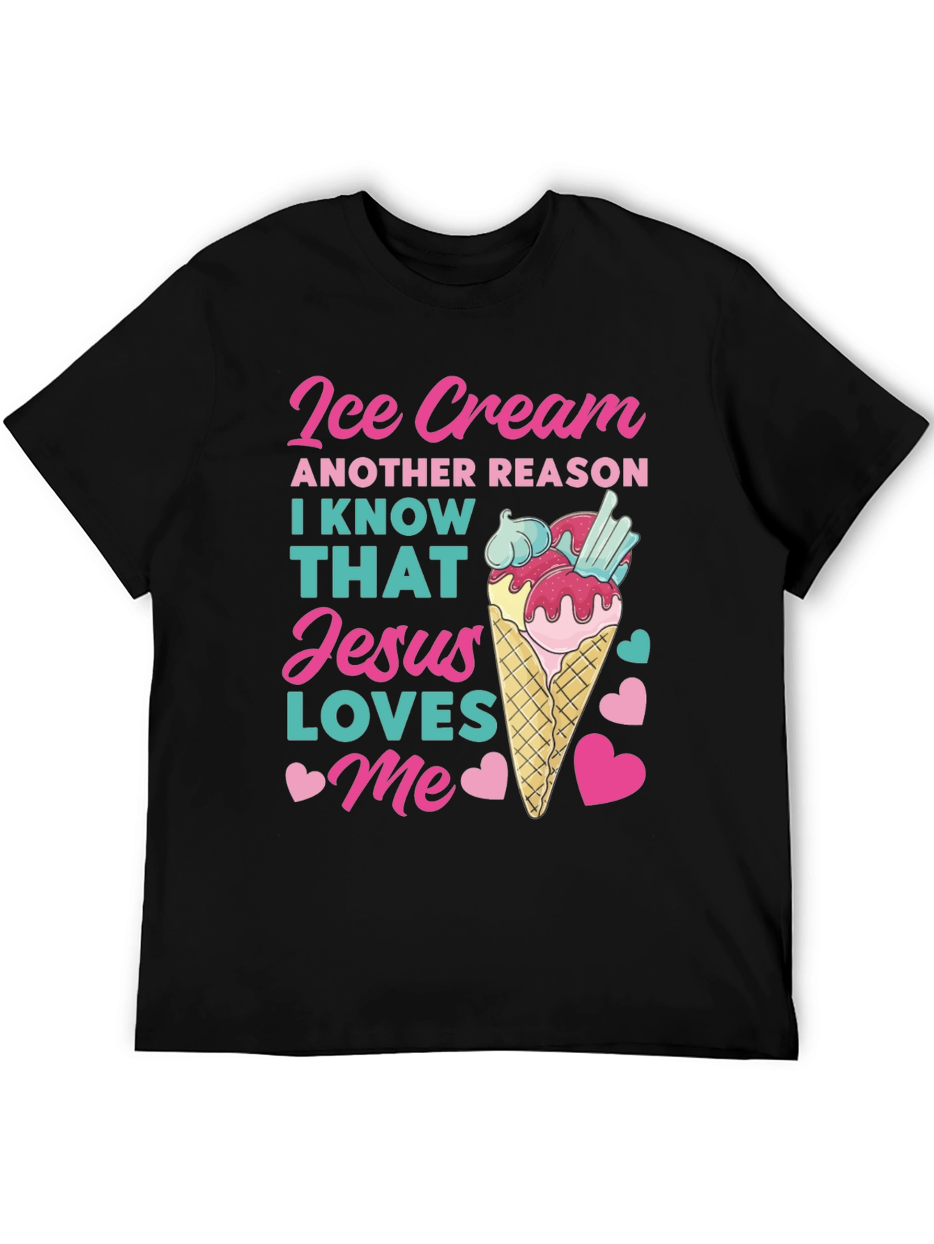 Ice Cream Jesus Loves Me Graphic T-Shirt
