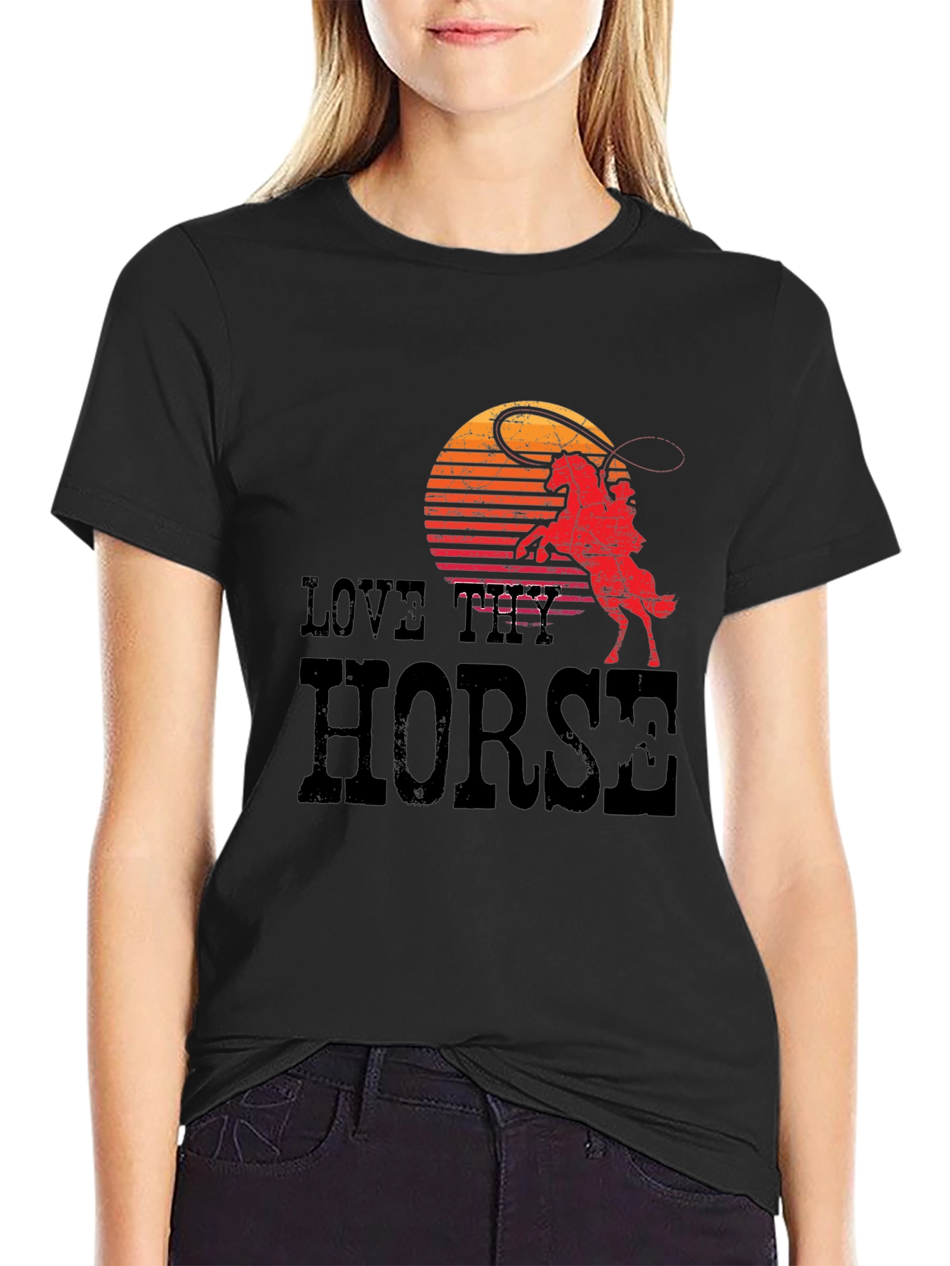 Love Thy Horse Graphic Tee - Cowboy Sunset Design