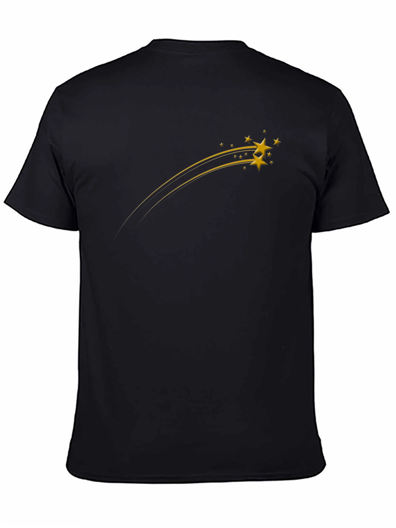 Mens Black Graphic Tee - Shooting Stars Design