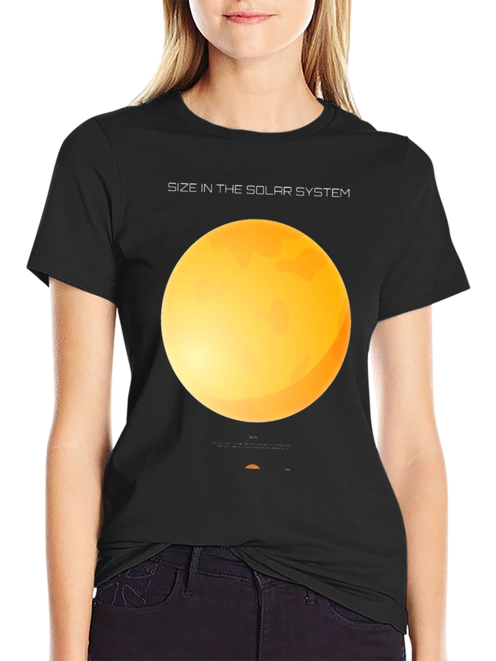 Solar System Size Graphic Black T-Shirt
