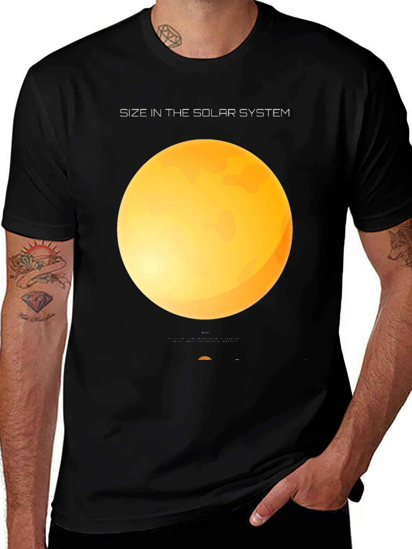 Solar System Size Graphic Black T-Shirt