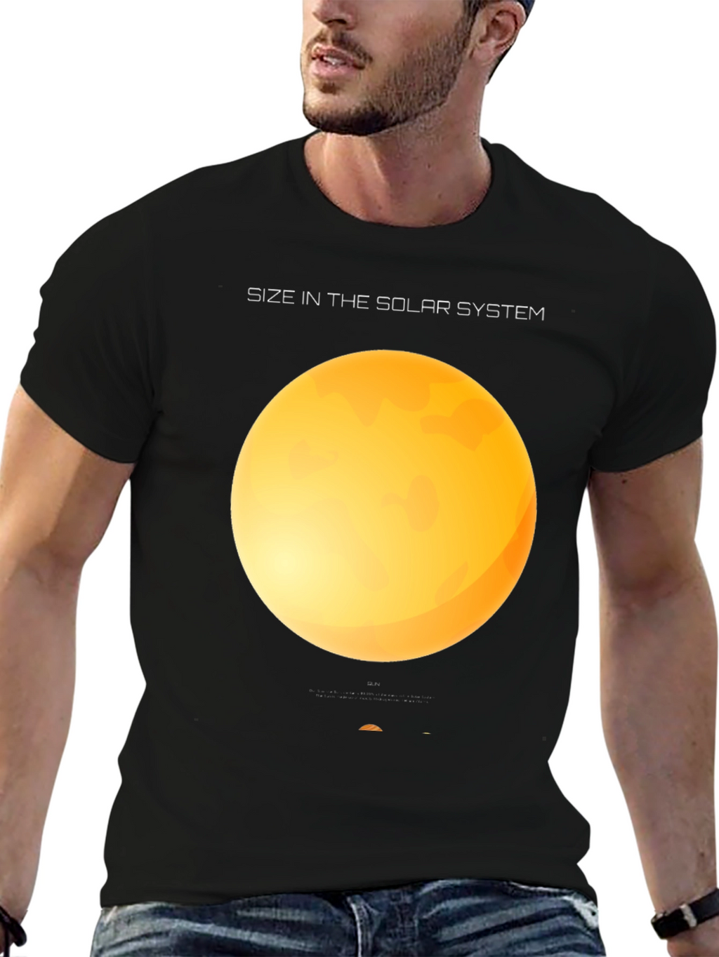 Solar System Size Graphic Black T-Shirt
