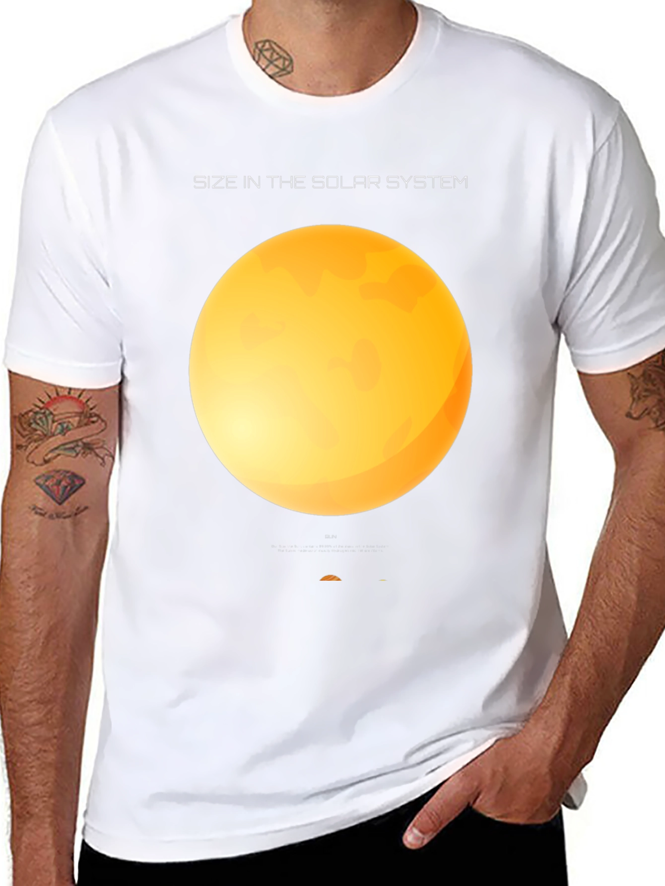 Solar System Size Graphic Black T-Shirt
