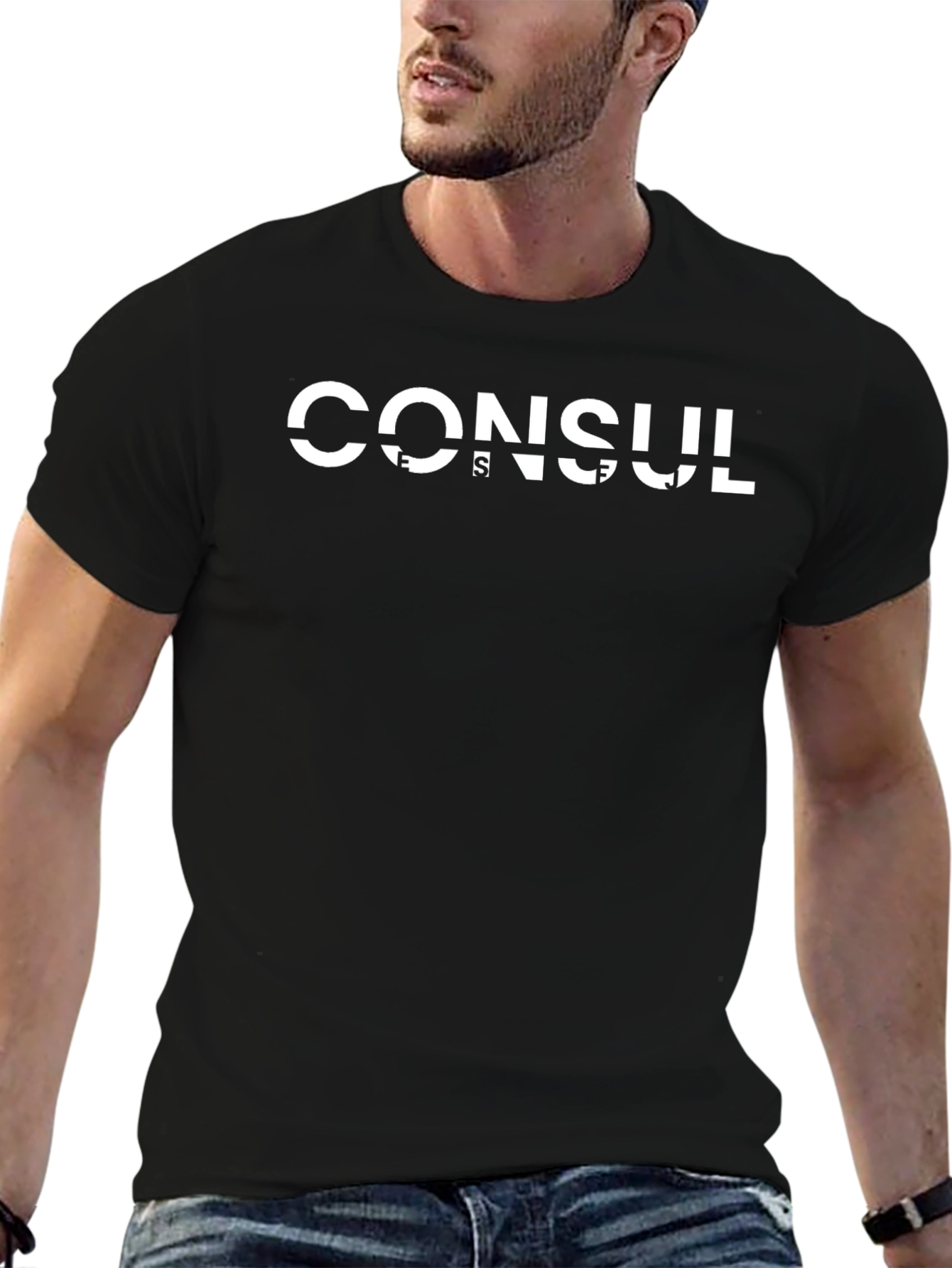 Consul T-Shirt - Black Cotton Blend Graphic Tee