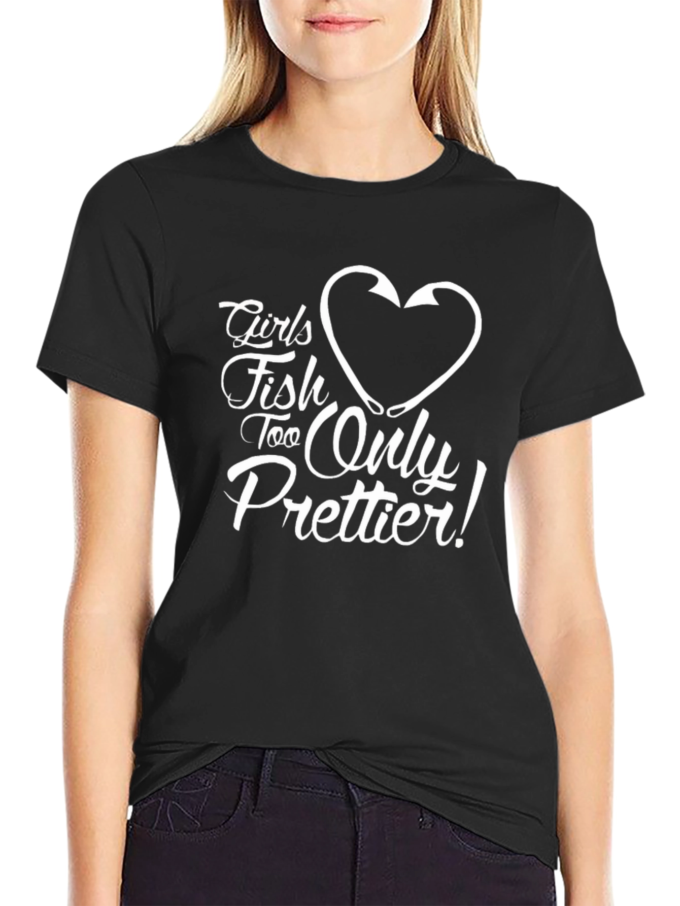 Girls Fish Too Only Prettier! Black T-Shirt