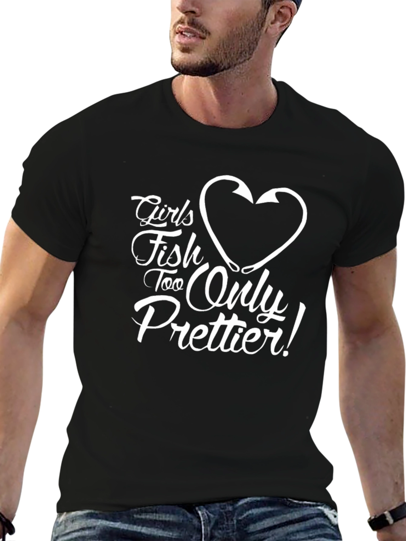 Girls Fish Too Only Prettier! Black T-Shirt