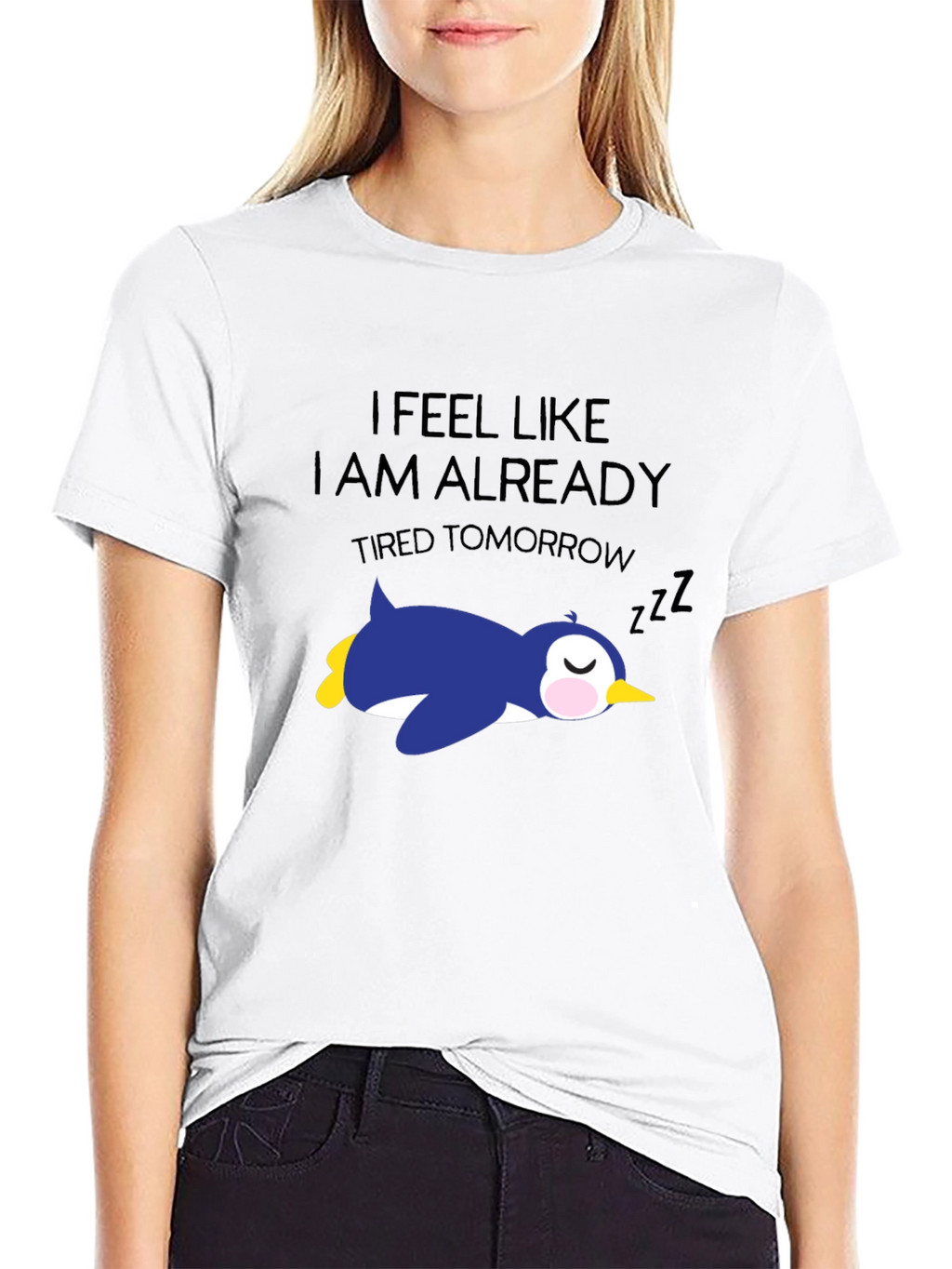 Tired Tomorrow T-Shirt - Funny Penguin Sleep Tee