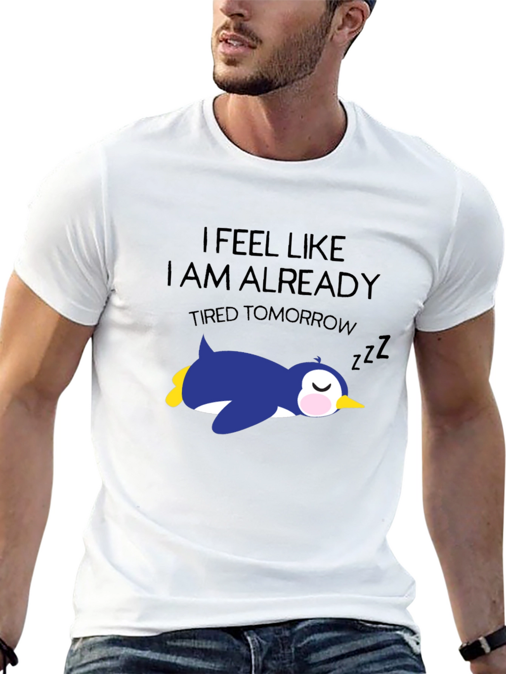 Tired Tomorrow T-Shirt - Funny Penguin Sleep Tee