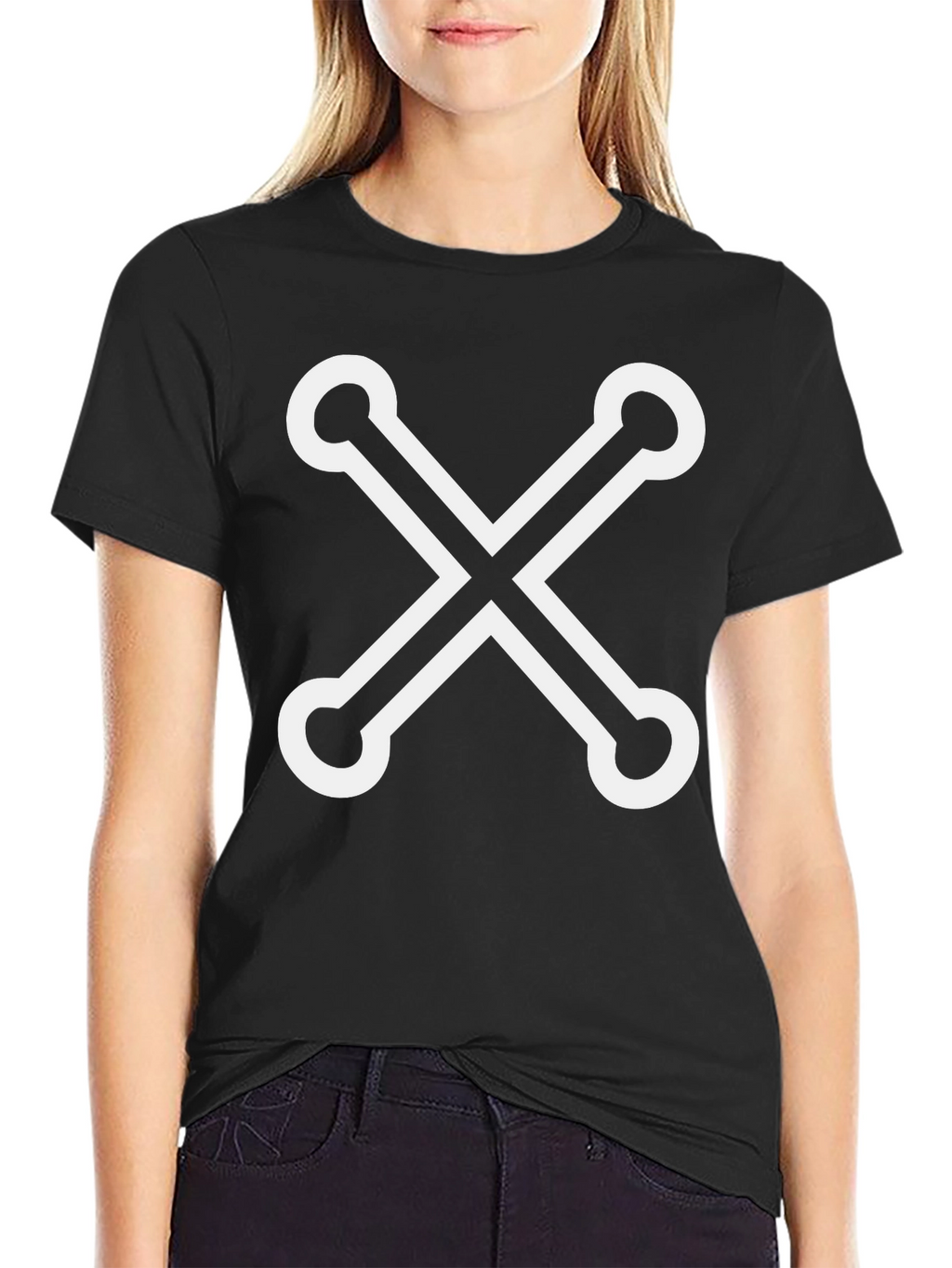 Stylish Black Tee with Unique X Design