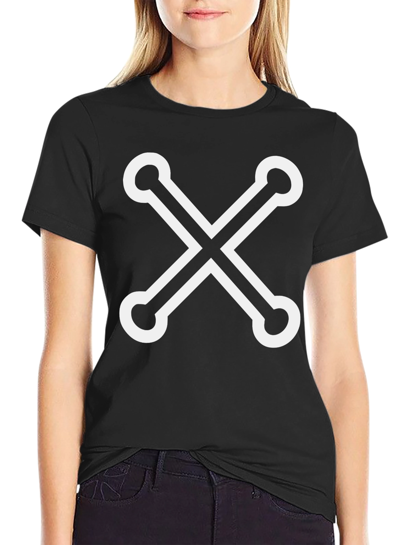 Stylish Black Tee with Unique X Design