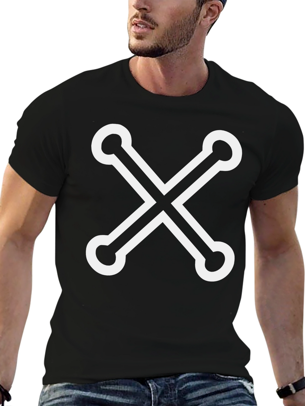 Stylish Black Tee with Unique X Design