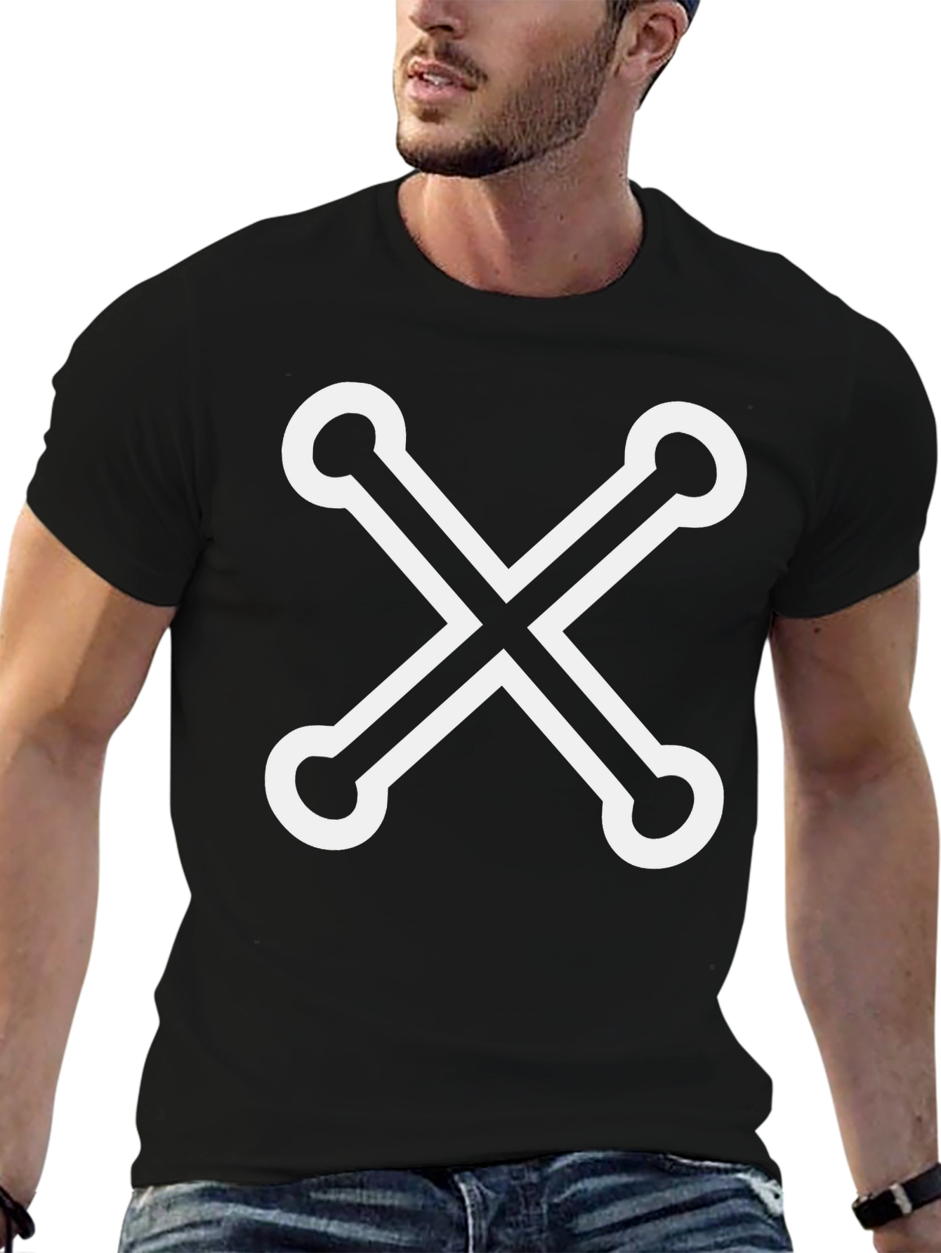 Stylish Black Tee with Unique X Design