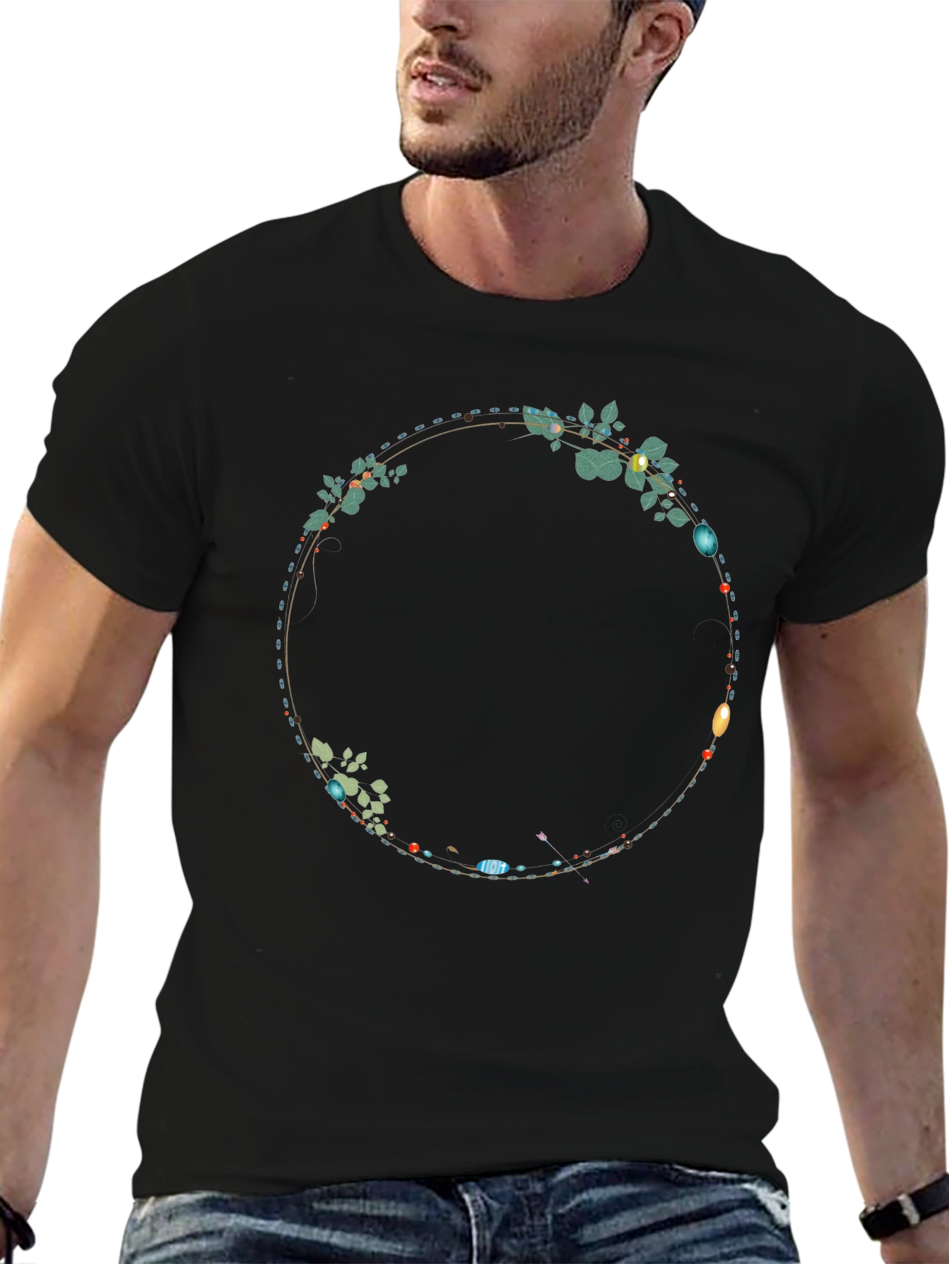 Floral Circle Graphic Tee - Stylish Casual Wear