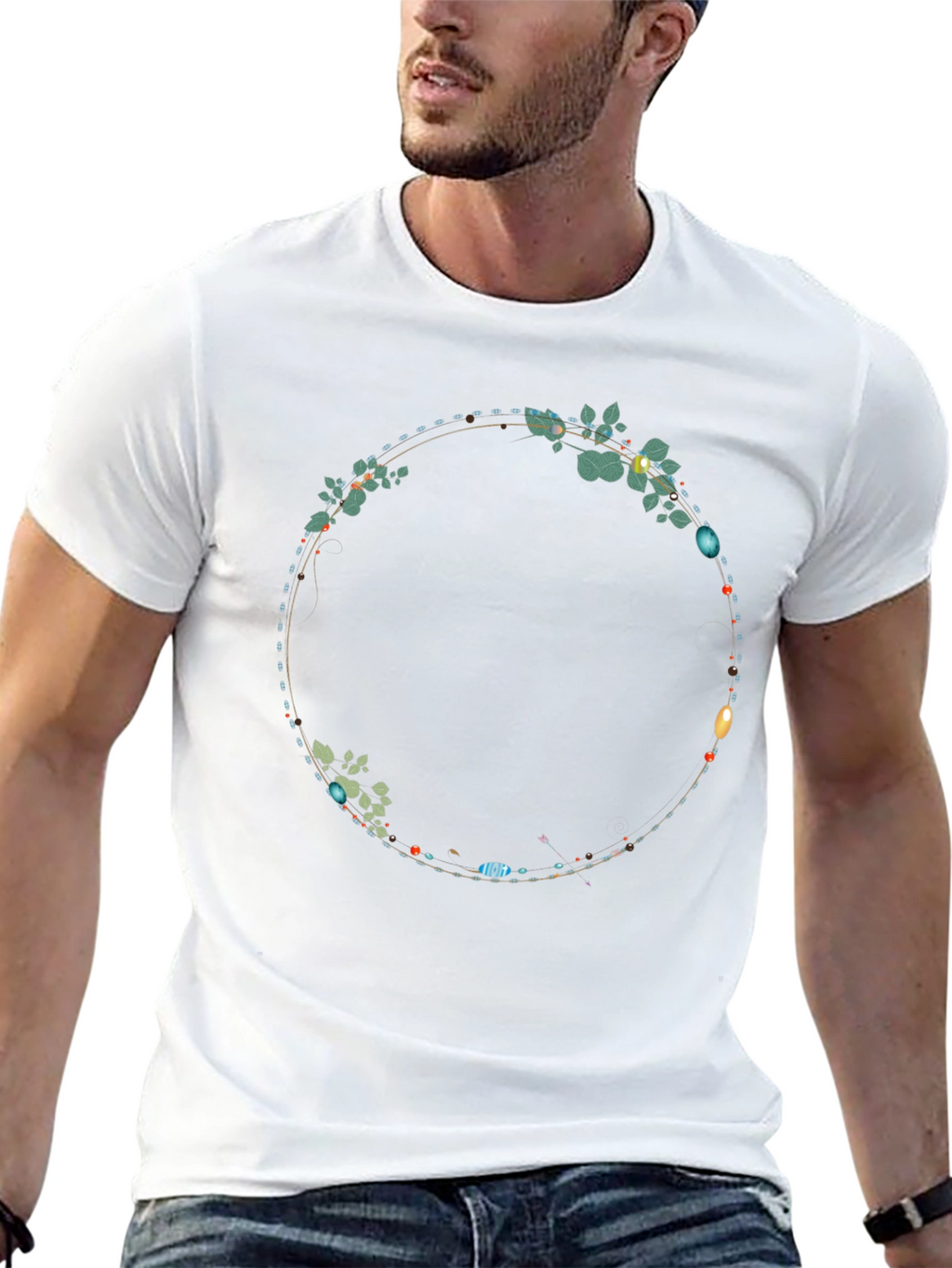 Floral Circle Graphic Tee - Stylish Casual Wear