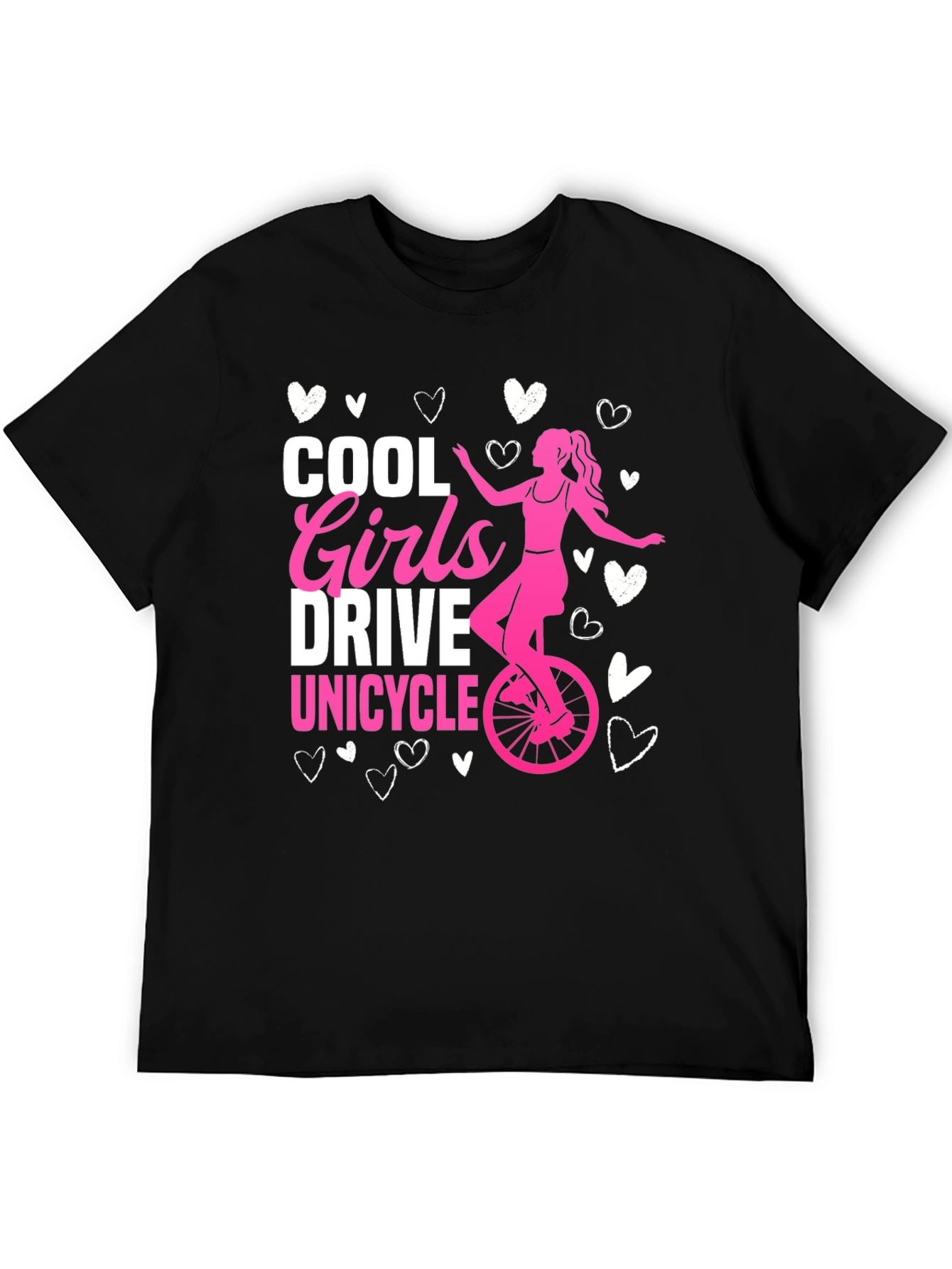 Cool Girls Unicycle Graphic Tee - Black Cotton T-Shirt