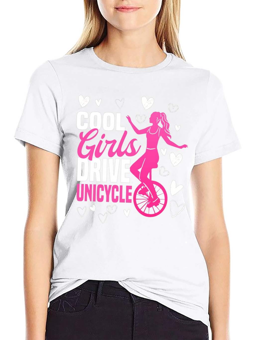 Cool Girls Unicycle Graphic Tee - Black Cotton T-Shirt
