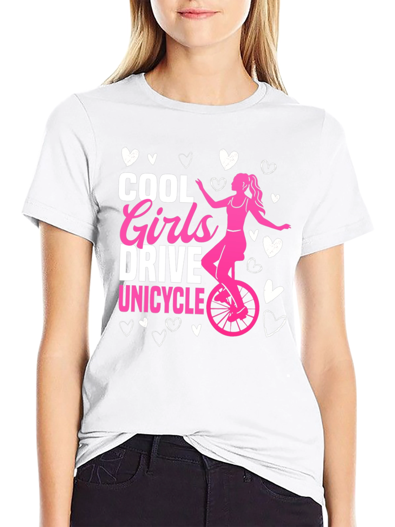 Cool Girls Unicycle Graphic Tee - Black Cotton T-Shirt