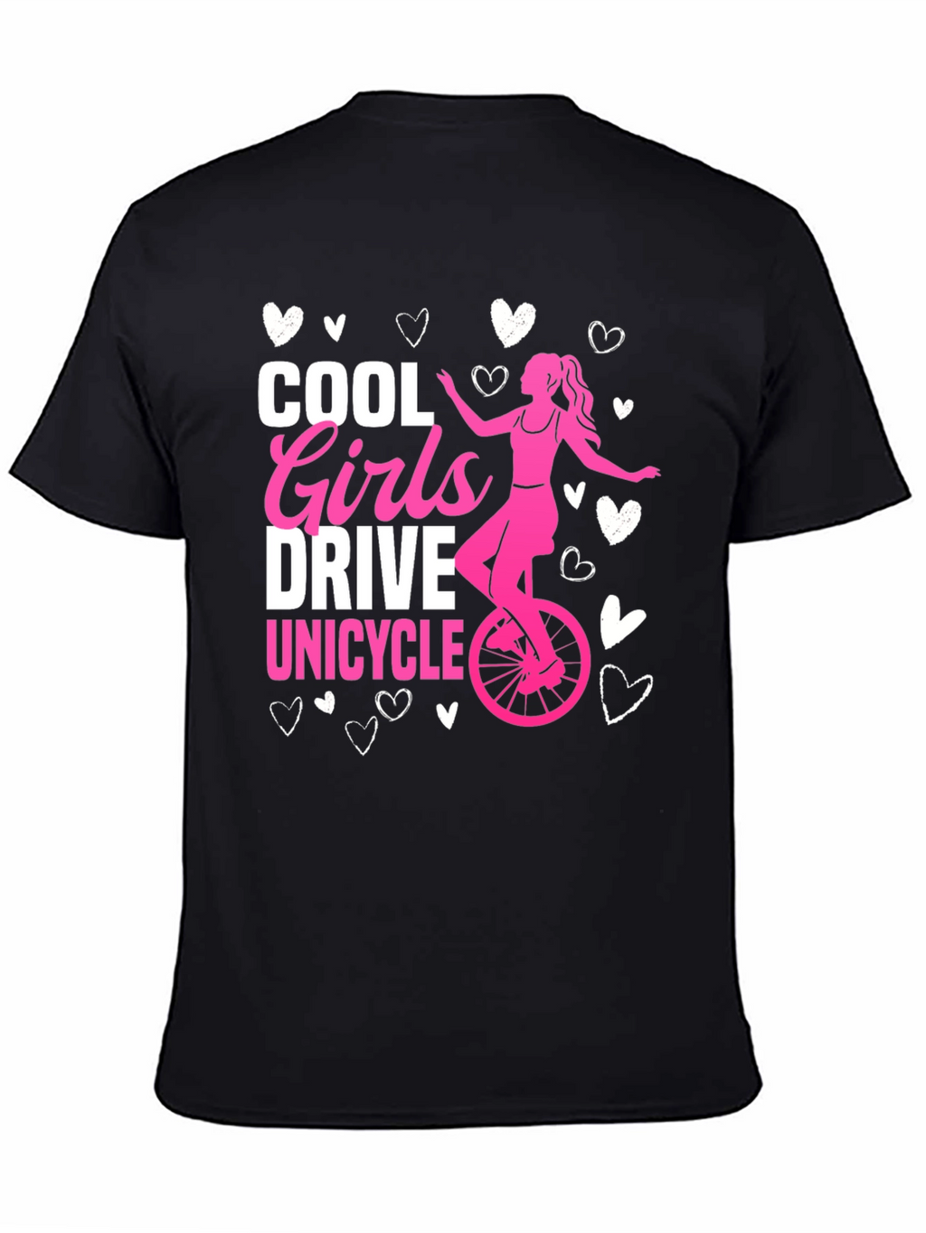 Cool Girls Unicycle Graphic Tee - Black Cotton T-Shirt