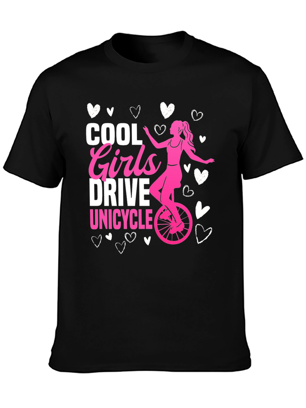 Cool Girls Unicycle Graphic Tee - Black Cotton T-Shirt