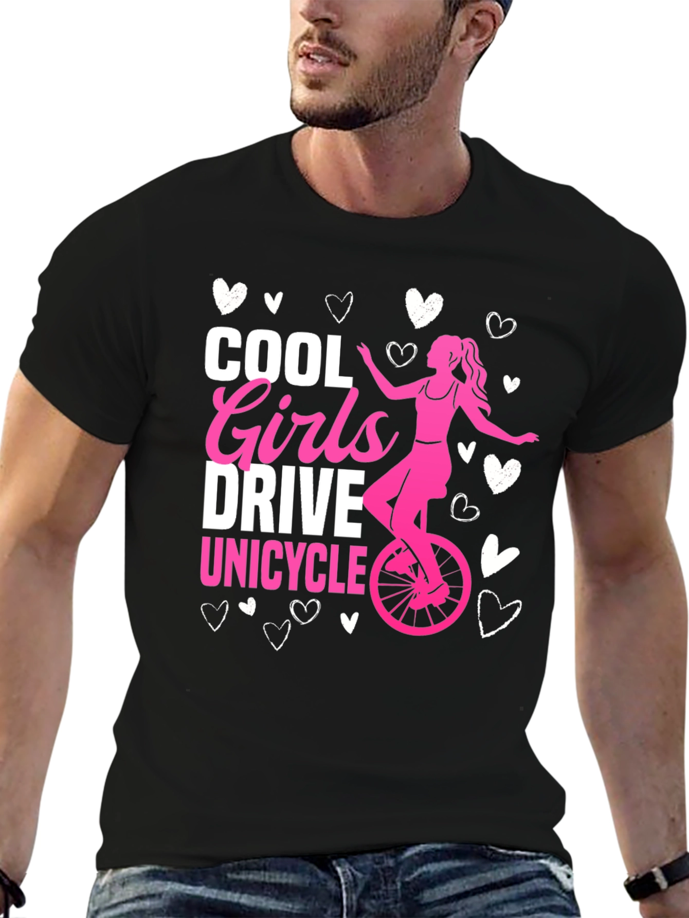 Cool Girls Unicycle Graphic Tee - Black Cotton T-Shirt