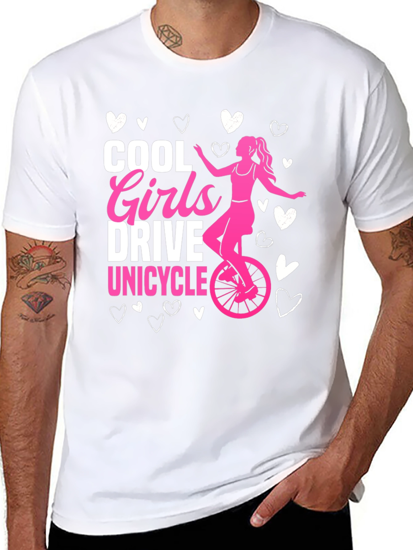 Cool Girls Unicycle Graphic Tee - Black Cotton T-Shirt