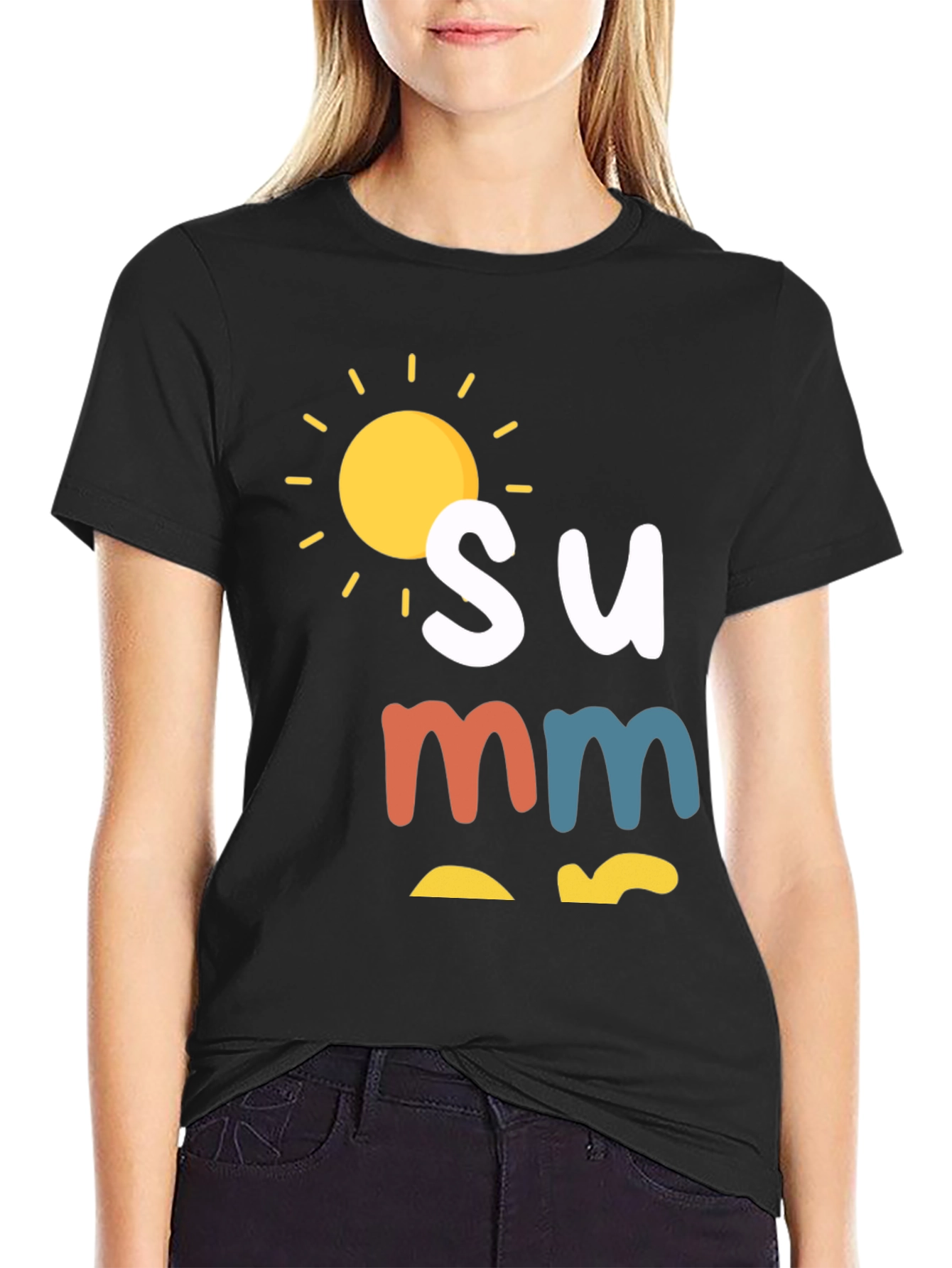 Summer Graphic Tee - Black Casual T-Shirt