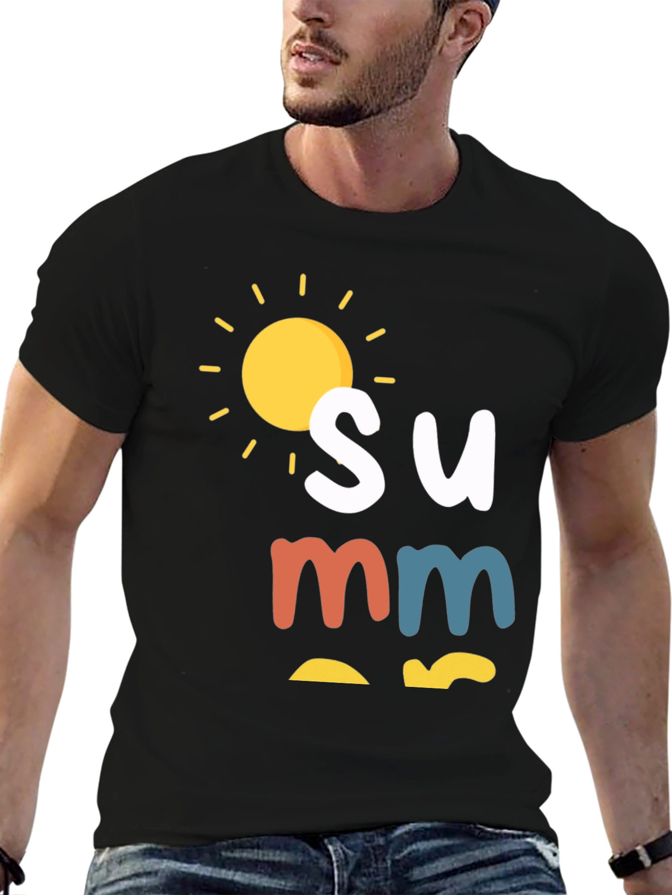 Summer Graphic Tee - Black Casual T-Shirt