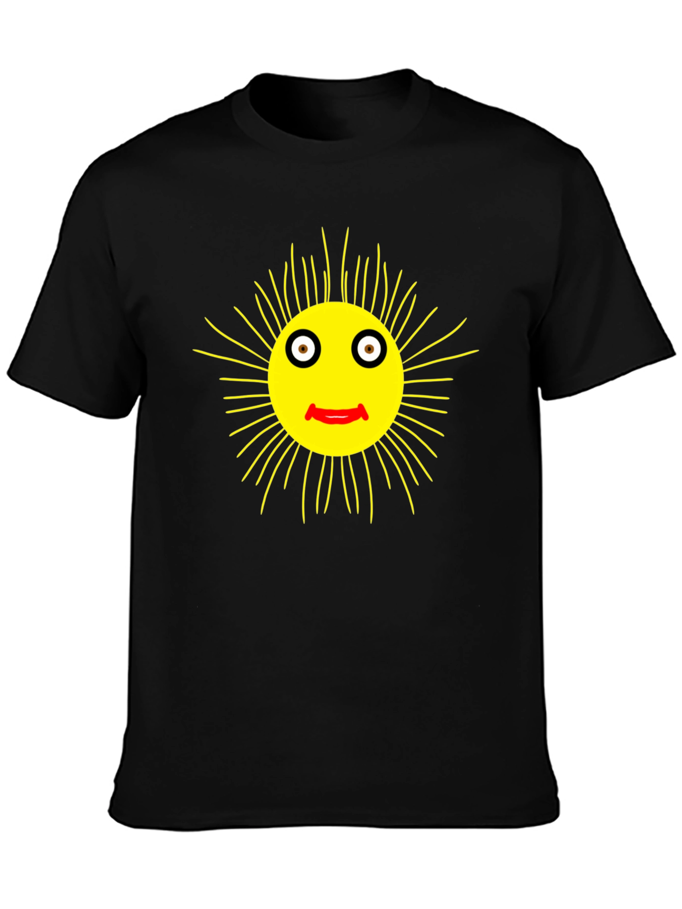 Smiling Sun Graphic Black T-Shirt - Casual Comfort