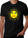 Smiling Sun Graphic Black T-Shirt - Casual Comfort
