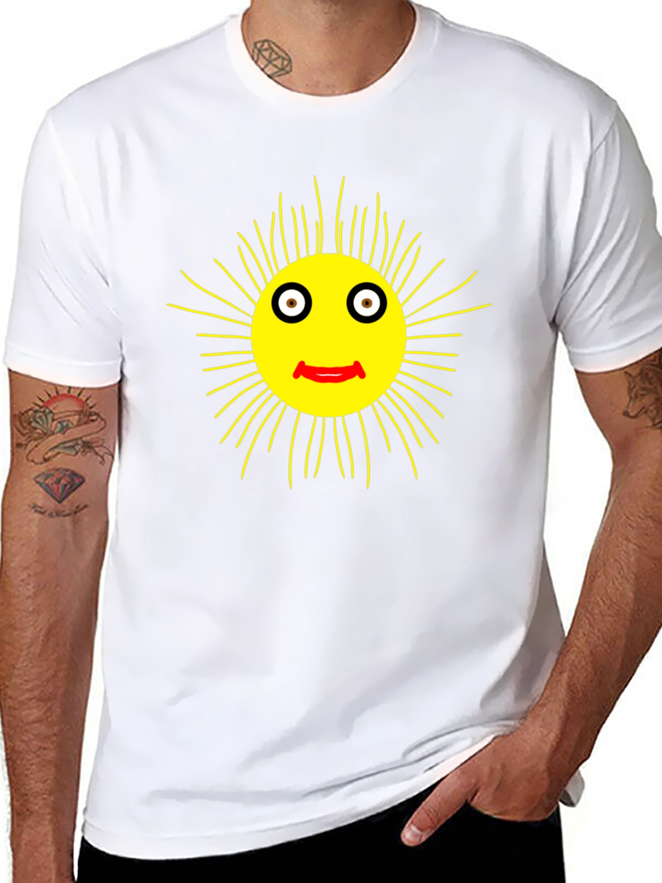 Smiling Sun Graphic Black T-Shirt - Casual Comfort