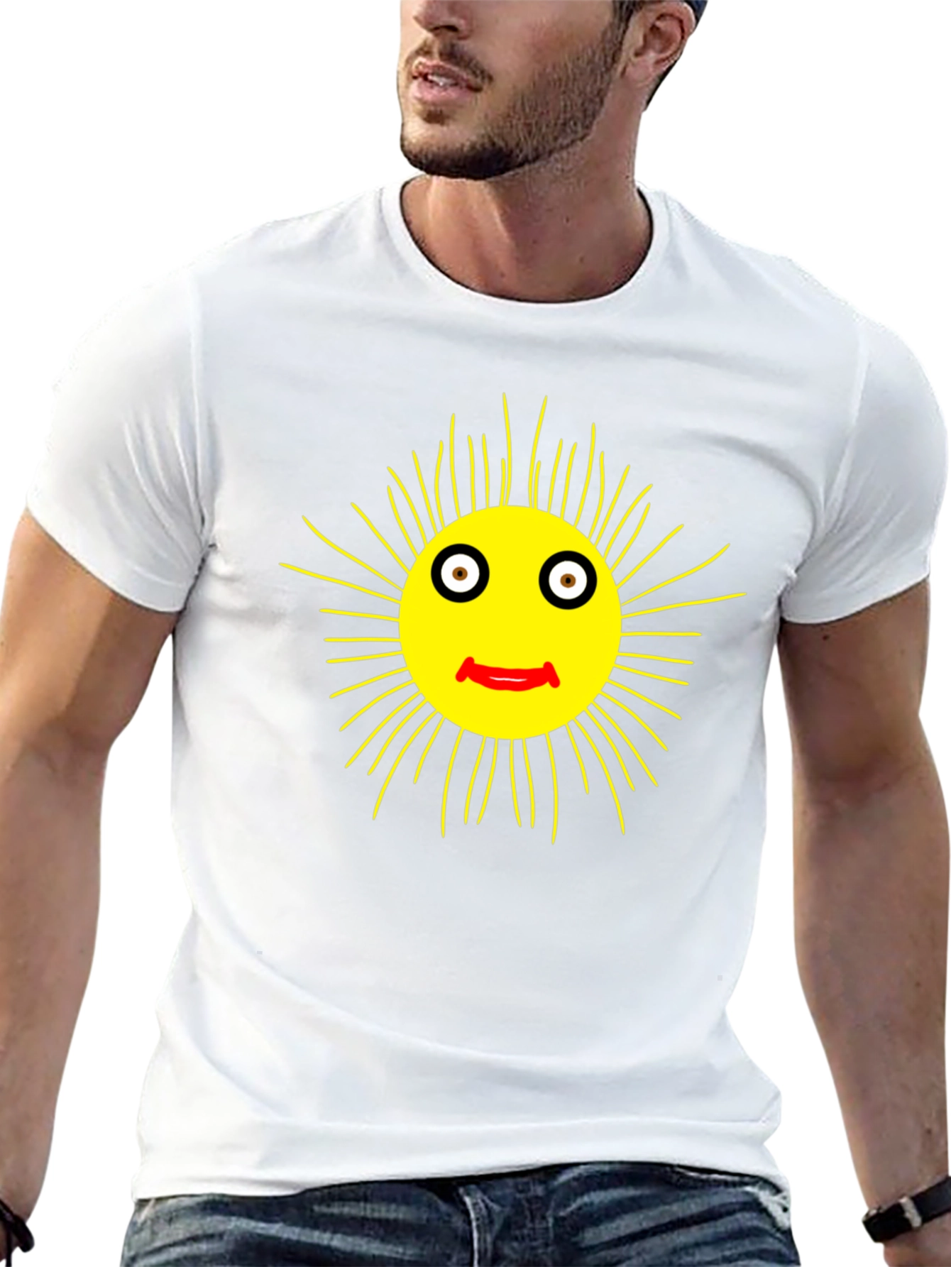 Smiling Sun Graphic Black T-Shirt - Casual Comfort