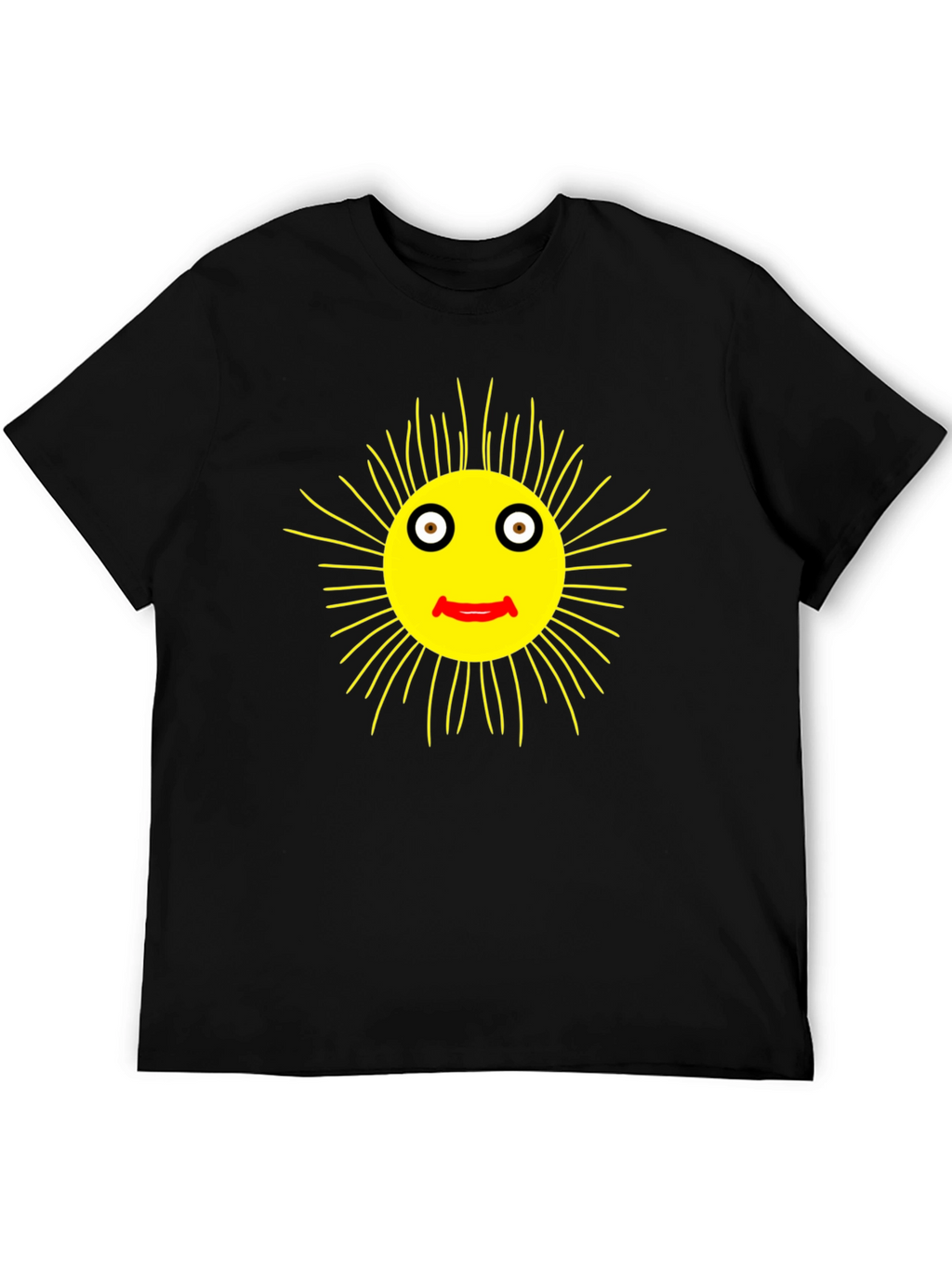 Smiling Sun Graphic Black T-Shirt - Casual Comfort