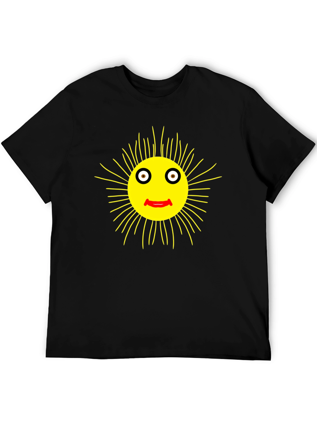 Smiling Sun Graphic Black T-Shirt - Casual Comfort