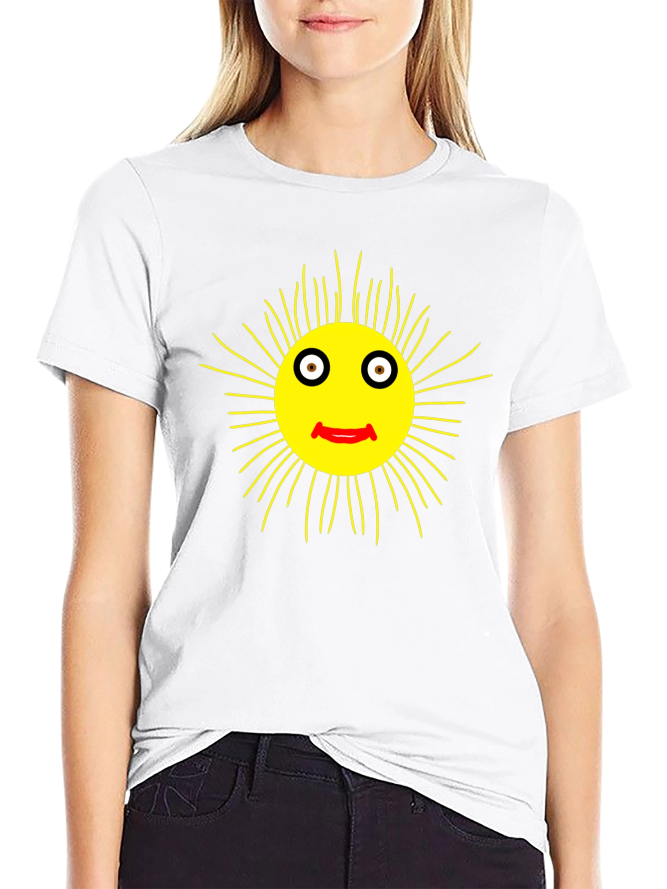Smiling Sun Graphic Black T-Shirt - Casual Comfort