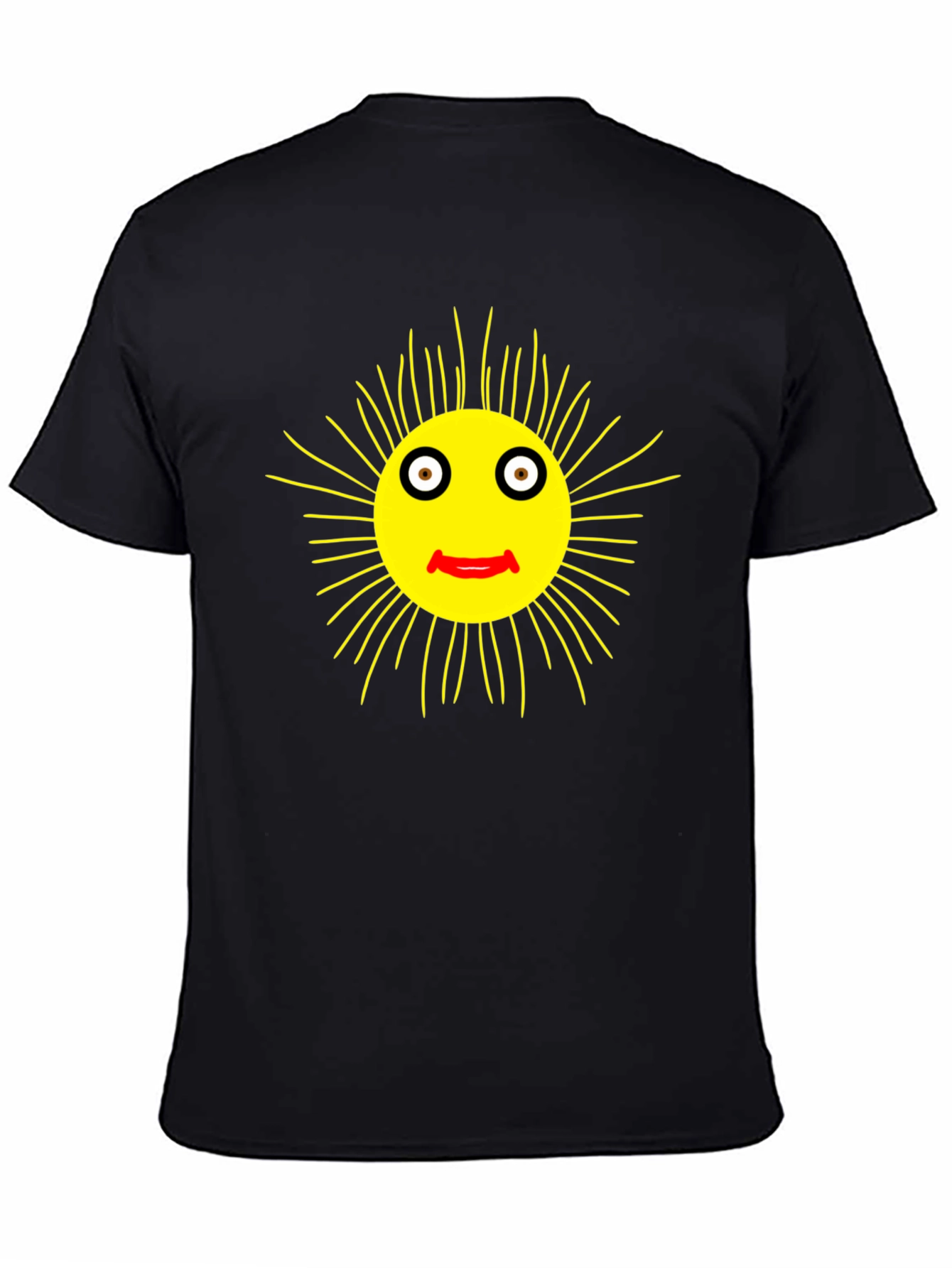 Smiling Sun Graphic Black T-Shirt - Casual Comfort