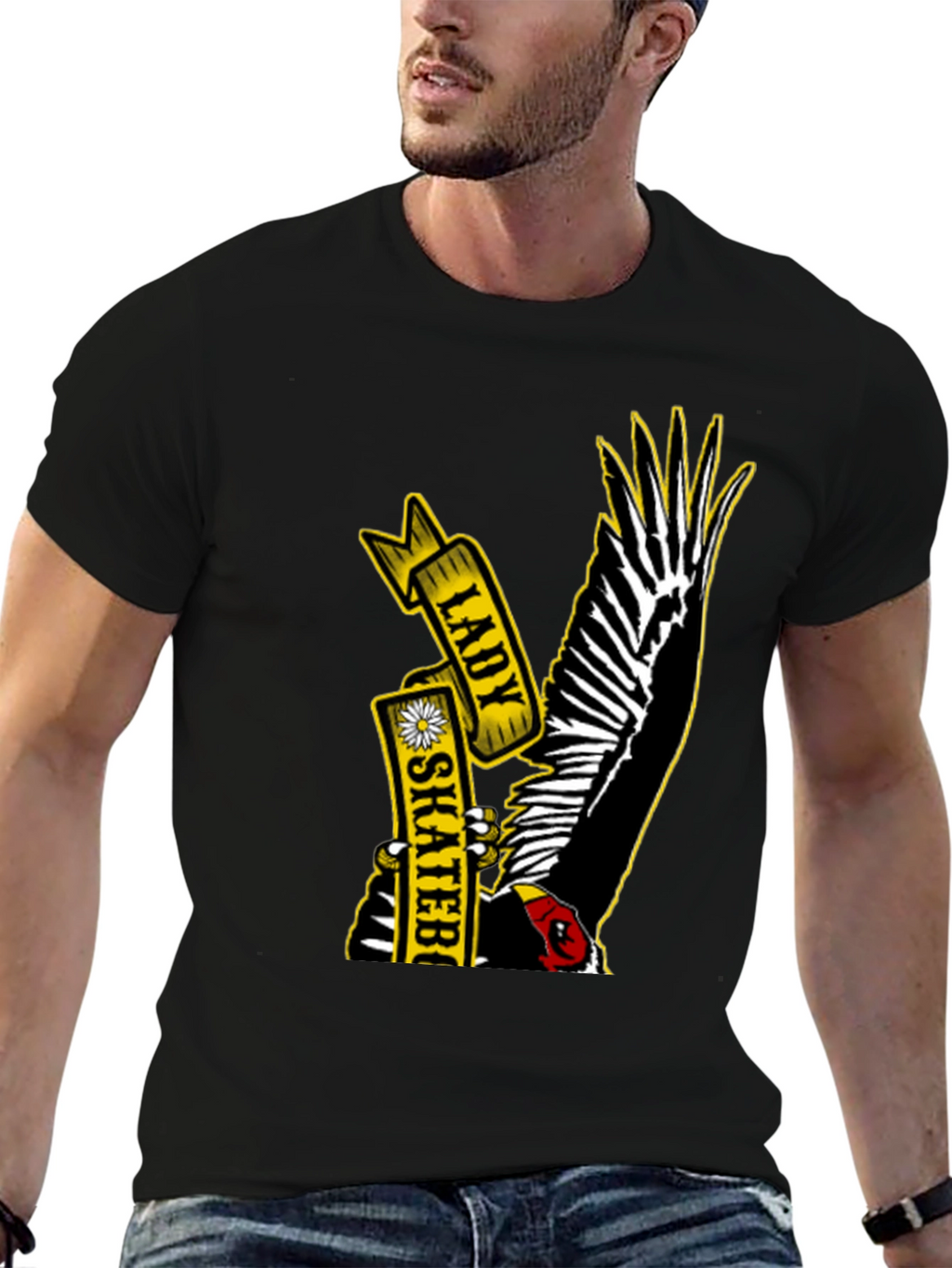 Lady Skateboarder Vulture Graphic T-Shirt