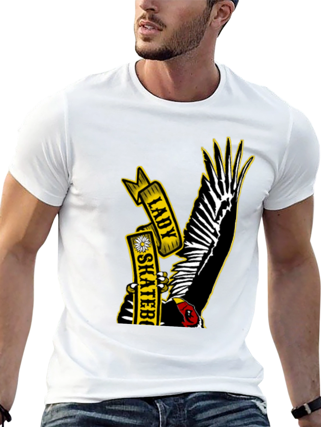 Lady Skateboarder Vulture Graphic T-Shirt