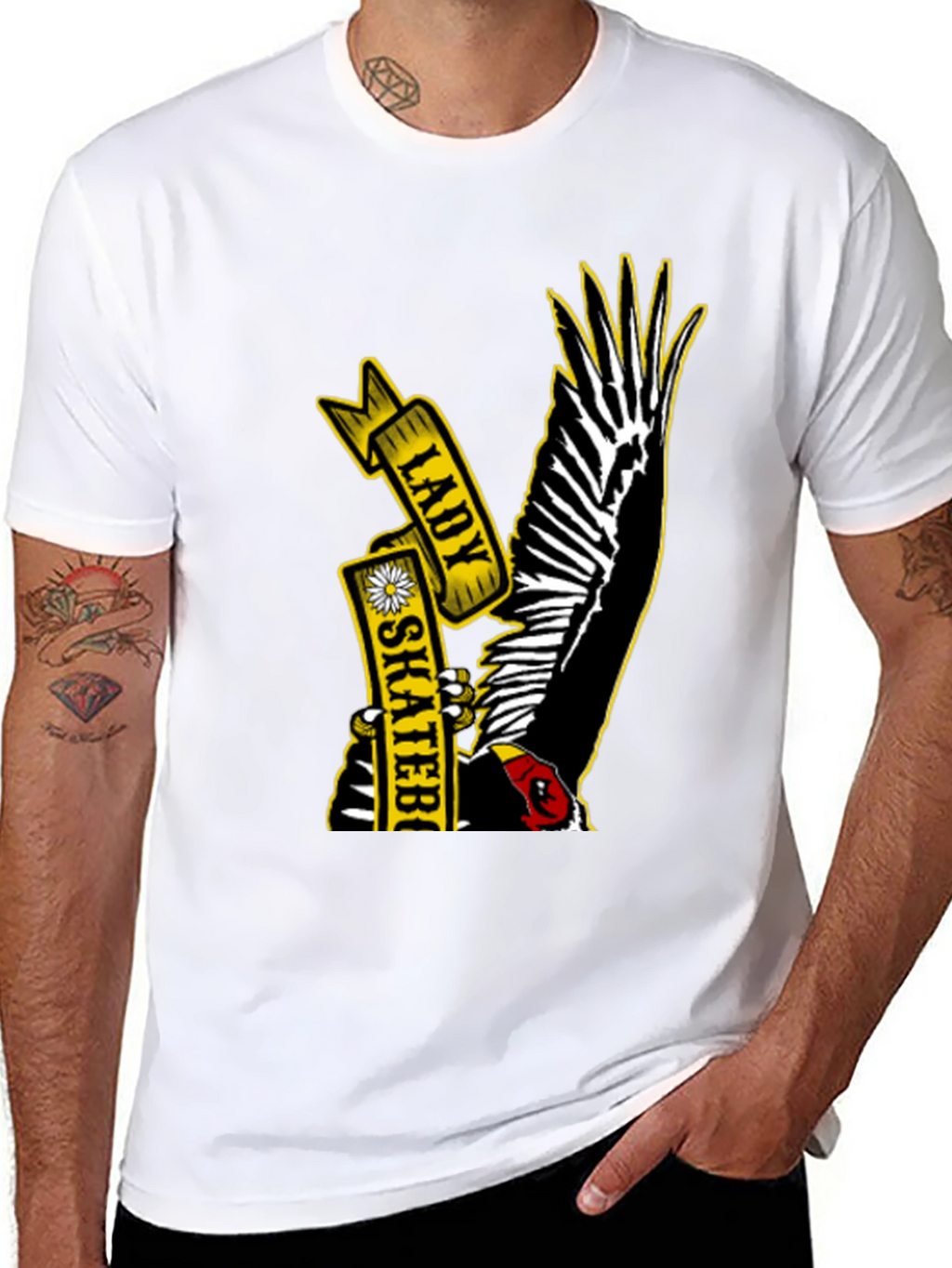 Lady Skateboarder Vulture Graphic T-Shirt