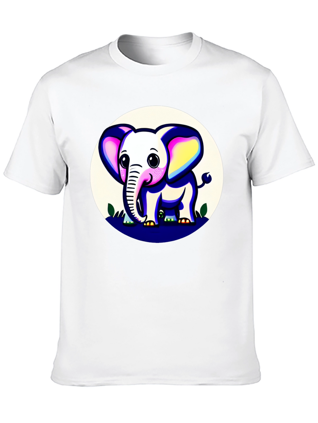 Cute Elephant Graphic Tee - Black