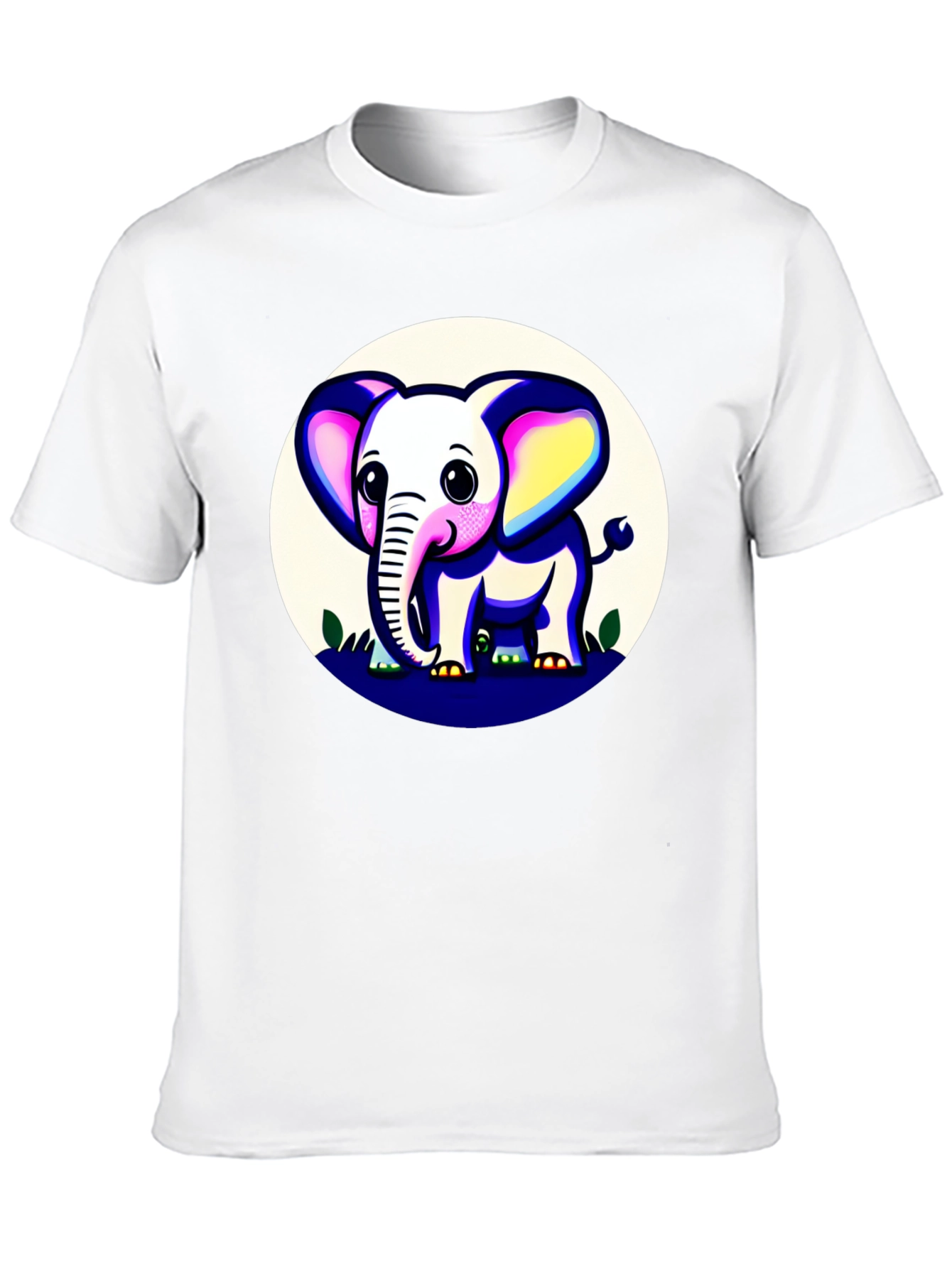 Cute Elephant Graphic Tee - Black