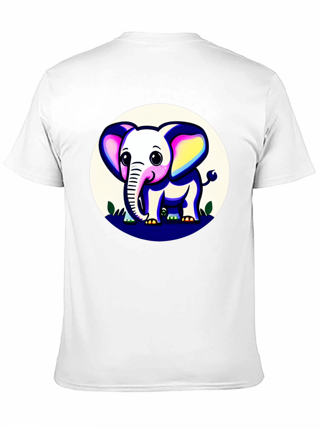 Cute Elephant Graphic Tee - Black