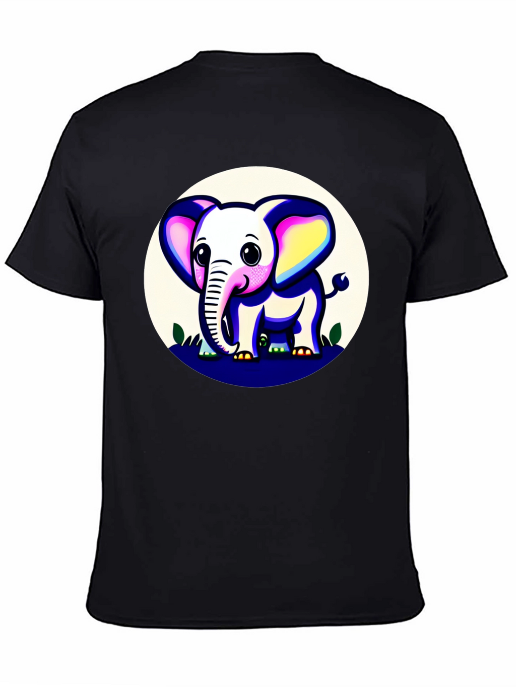 Cute Elephant Graphic Tee - Black