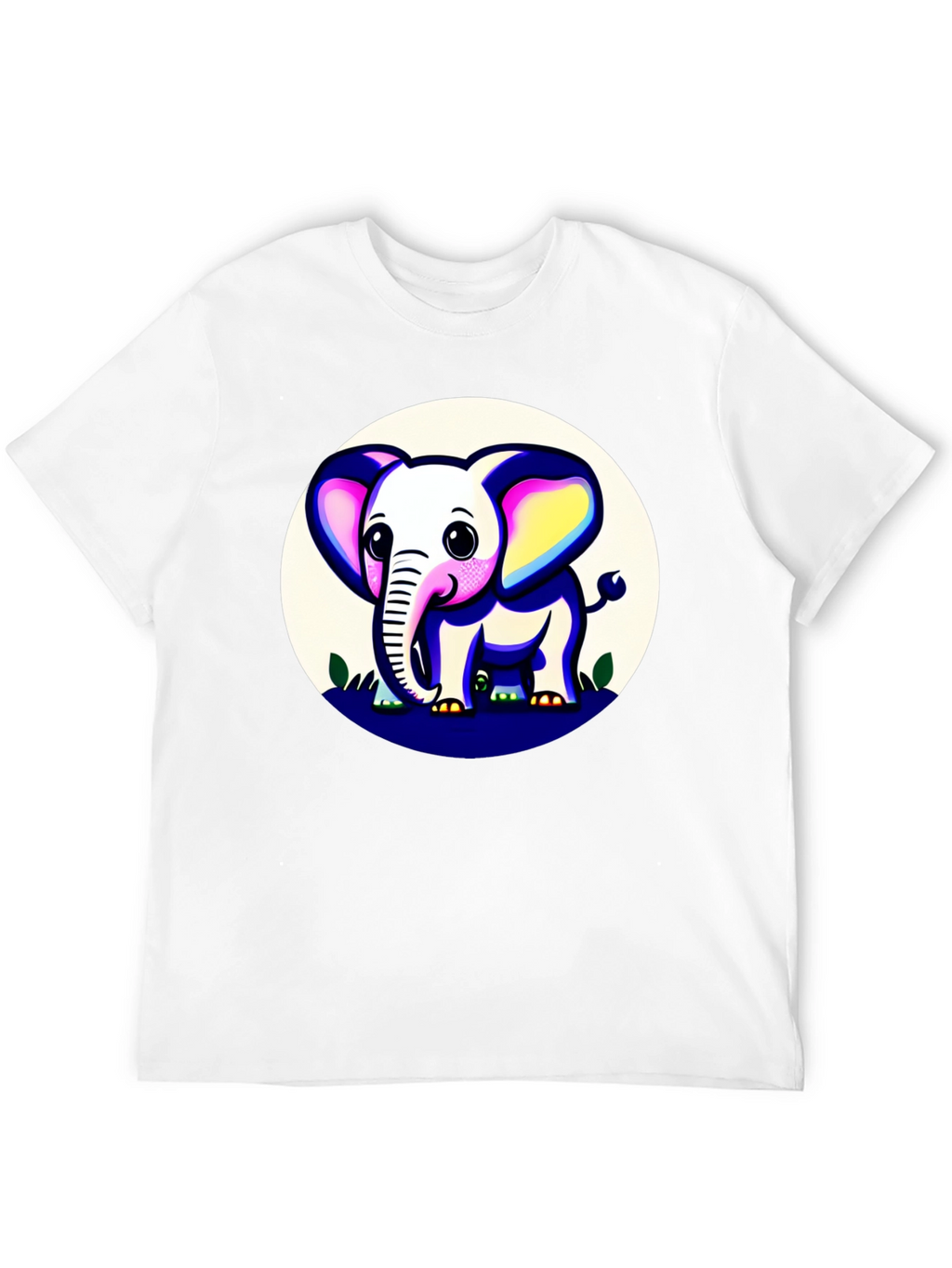 Cute Elephant Graphic Tee - Black