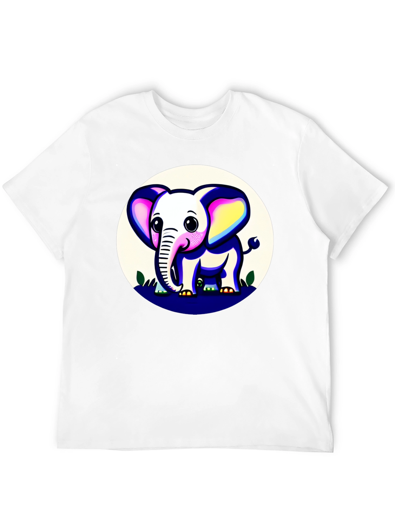 Cute Elephant Graphic Tee - Black