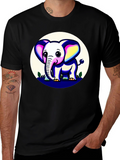 Cute Elephant Graphic Tee - Black