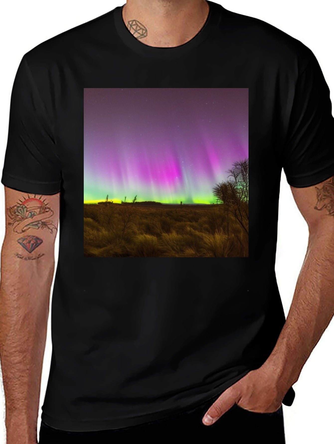 Aurora Borealis Graphic Tee - Night Sky T-Shirt
