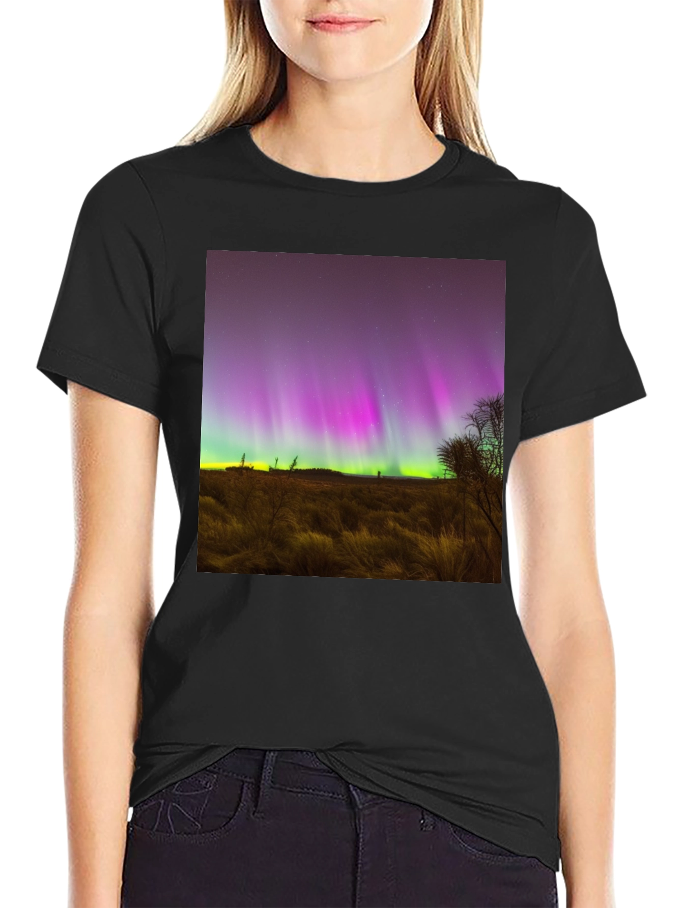 Aurora Borealis Graphic Tee - Night Sky T-Shirt