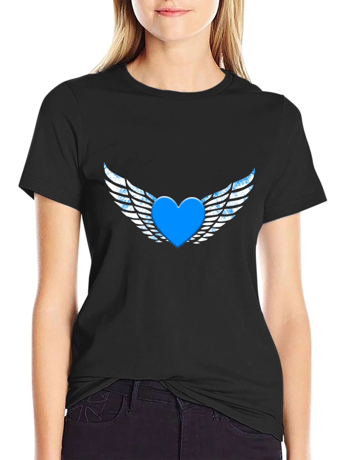 Heart with Wings Graphic Black T-Shirt