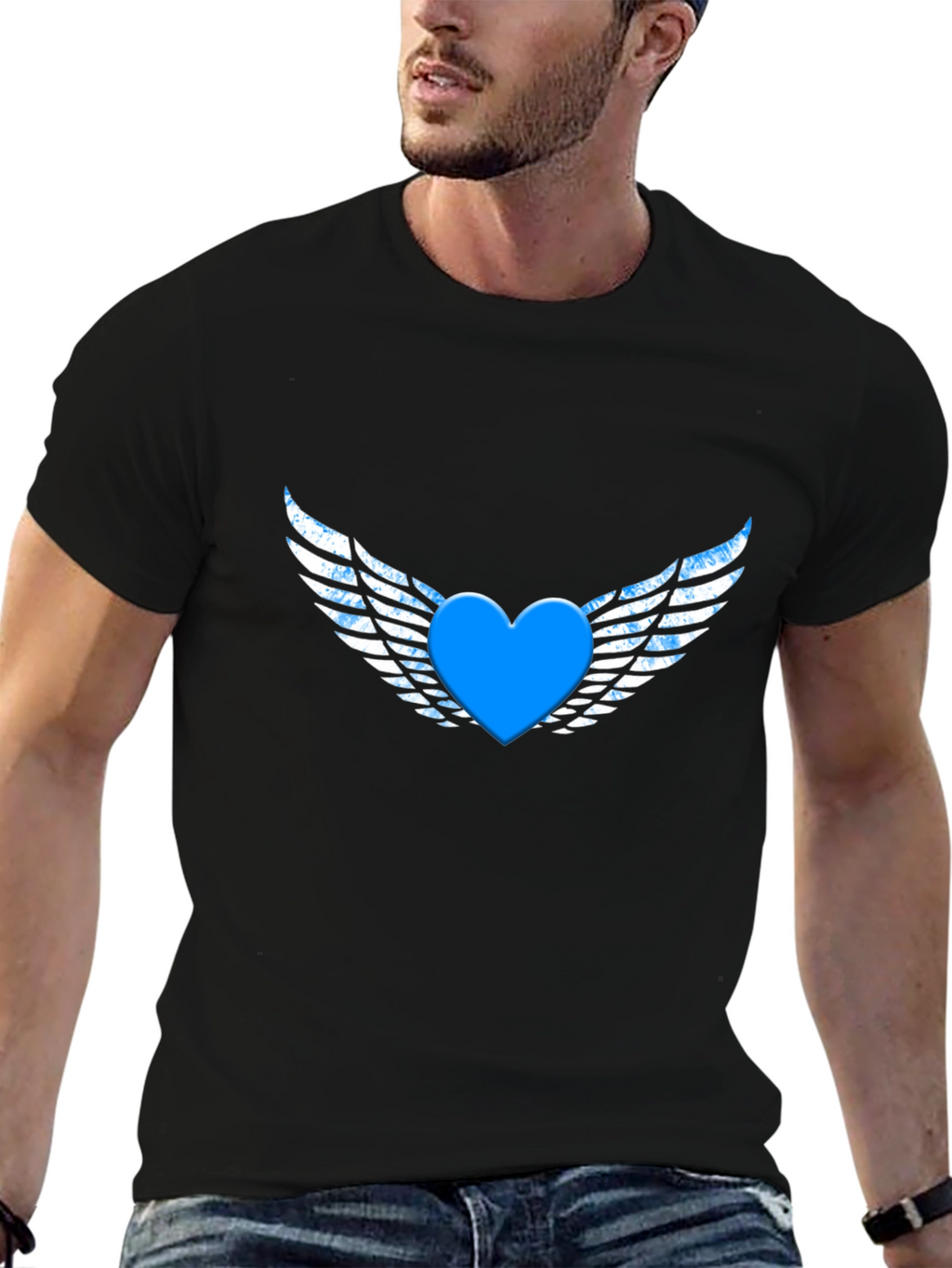 Heart with Wings Graphic Black T-Shirt